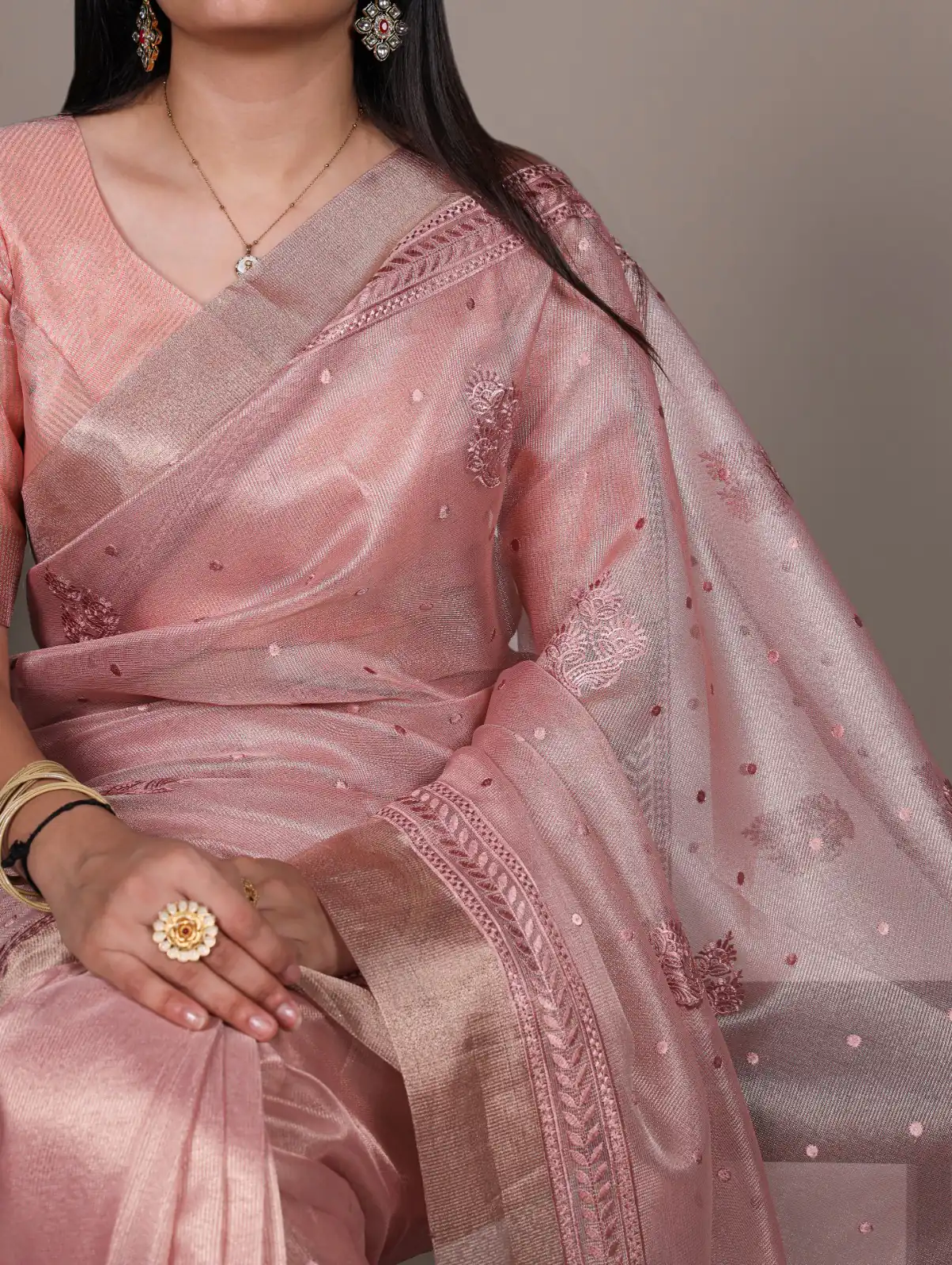 Light Pink Poly Shimmer Embroidery Work Saree | Sarees, Bollywood Sarees, Creative Sarees, Designer Sarees, Embroidered Sarees, Ethnic Saree, Modern Digital sarees, Party Wear Sarees