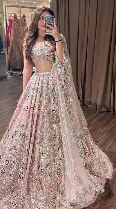 Light Pink Soft Net Embroidered Lehenga Choli | Lehenga, Bollywood Lehenga, Creative Lehenga, Designer Lehenga, Embroidered Lehenga, Party Wear Lehenga