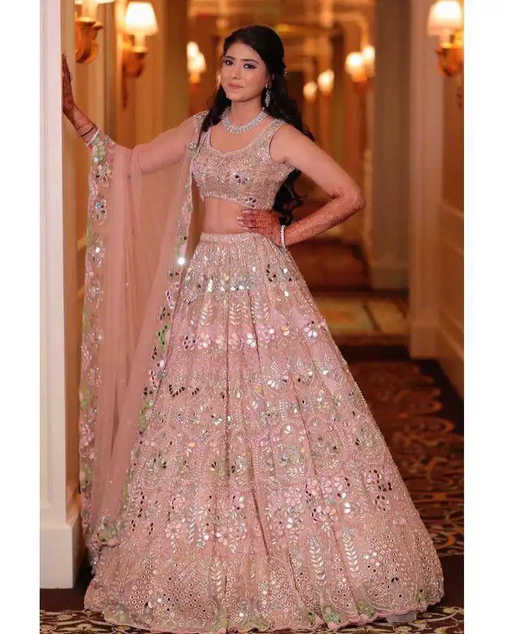 Light Pink Soft Net Embroidered Lehenga Choli | Lehenga, Bollywood Lehenga, Creative Lehenga, Designer Lehenga, Embroidered Lehenga, Party Wear Lehenga