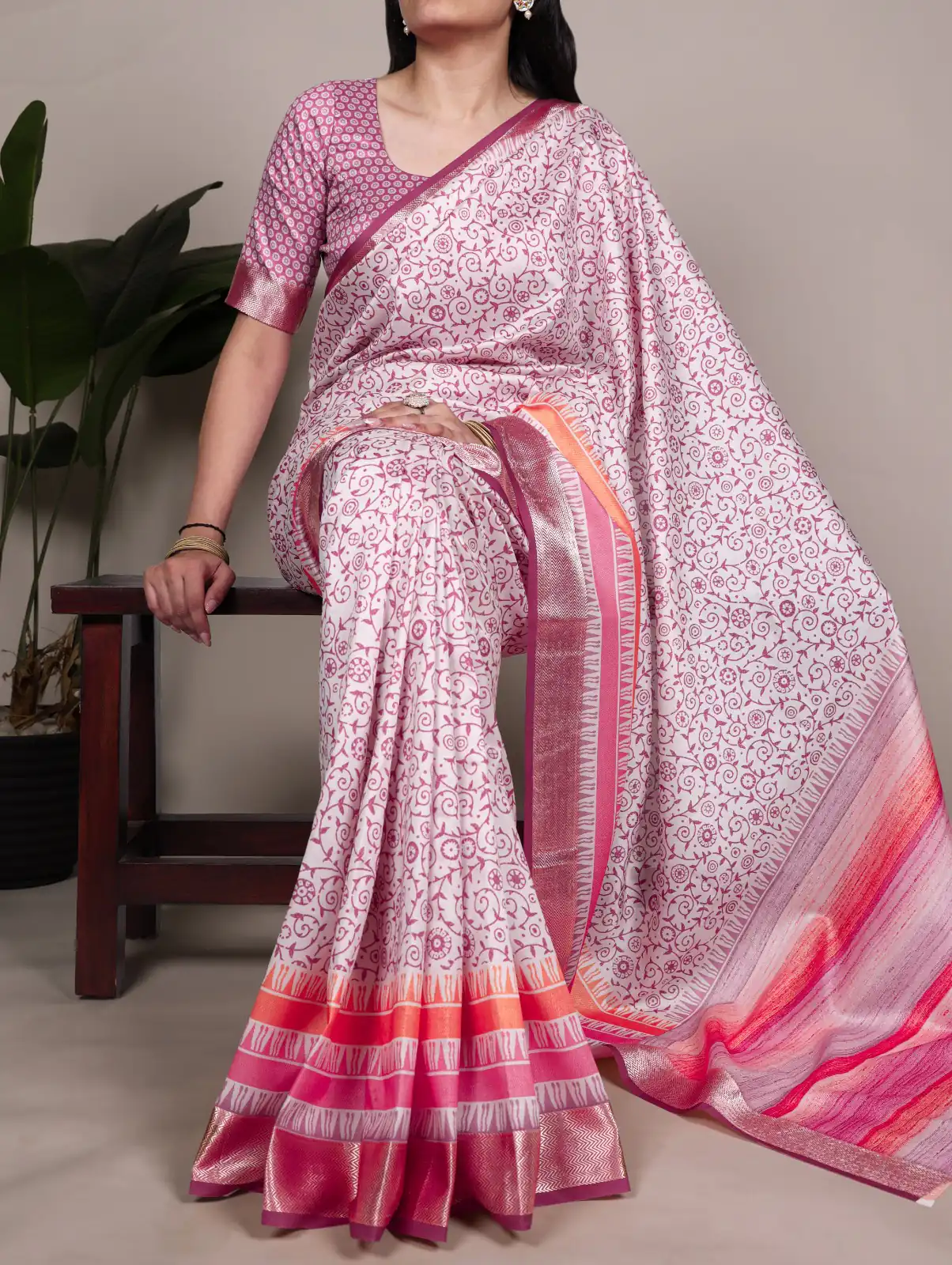 Light Pink Tasar Silk With Printed Viscose Border Saree | Sarees, Bollywood Sarees, Creative Sarees, Designer Sarees, Embroidered Sarees, Ethnic Saree, Modern Digital sarees, Party Wear Sarees