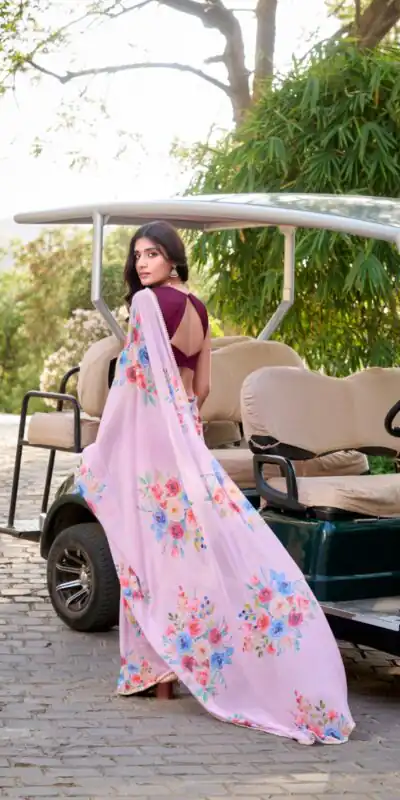 Light Pink Weightless Marble Floral Printed Saree | Sarees, Bollywood Sarees, Creative Sarees, Designer Sarees, Embroidered Sarees, Ethnic Saree, Modern Digital sarees, Party Wear Sarees