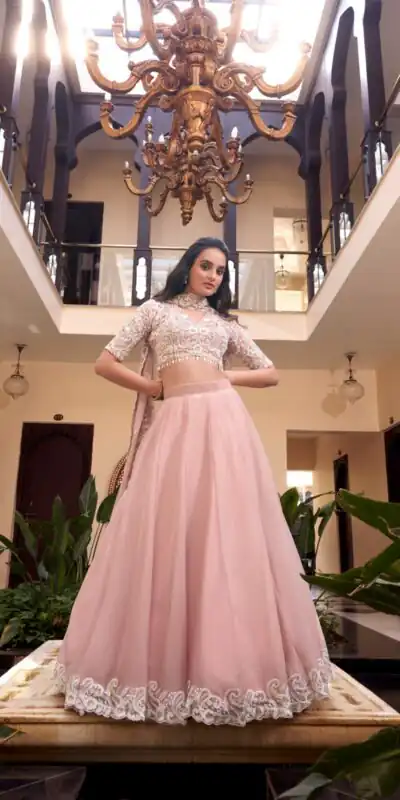 Light Pink Weone Silk Sequins Work Lehenga Choli | Lehenga, Bollywood Lehenga, Creative Lehenga, Designer Lehenga, Embroidered Lehenga, Party Wear Lehenga