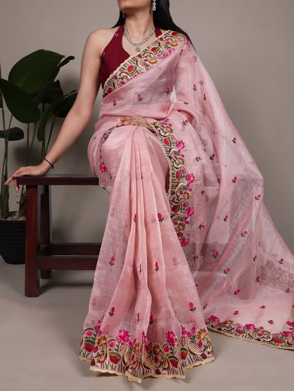 Light Pink Zari Kota Tissue Embroidery Zari Work Saree | Sarees, Bollywood Sarees, Creative Sarees, Designer Sarees, Embroidered Sarees, Ethnic Saree, Modern Digital sarees, Party Wear Sarees