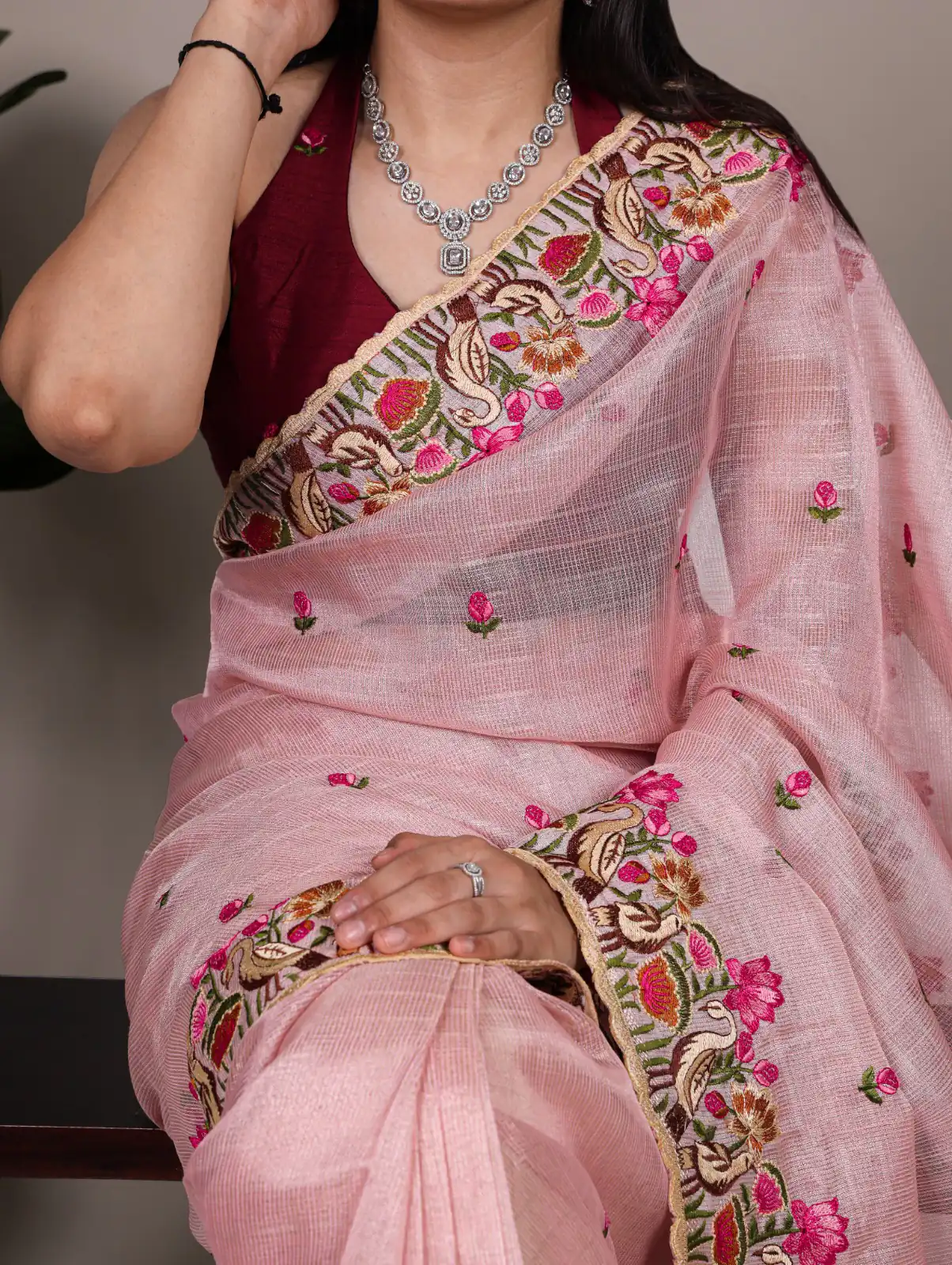 Light Pink Zari Kota Tissue Embroidery Zari Work Saree | Sarees, Bollywood Sarees, Creative Sarees, Designer Sarees, Embroidered Sarees, Ethnic Saree, Modern Digital sarees, Party Wear Sarees
