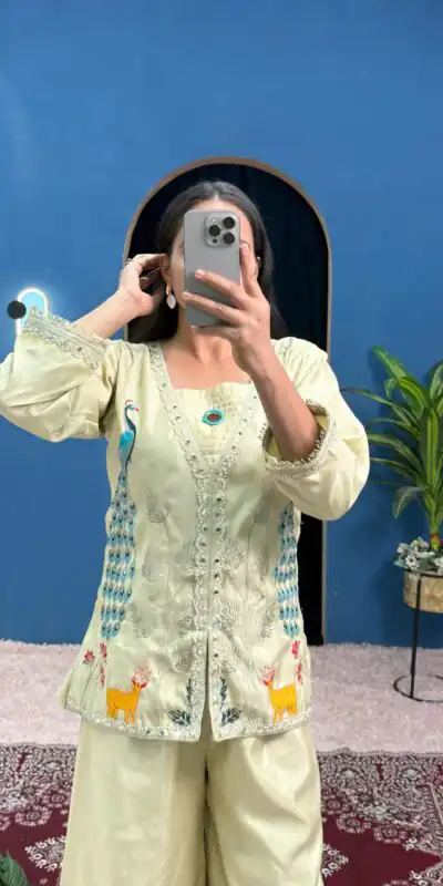 Light Pista Shimmer Embroidery Moti With Mirror Salwar Suit | Jump Suits, Salwar suit, Casual Suits, Creative suits, Designer Suits, Palazzo Suits, Party Wear Suits, Patiala Suits, Straight Suits