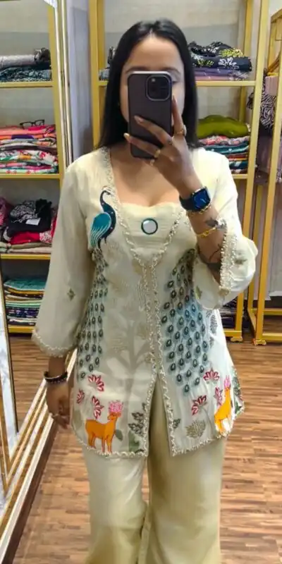 Light Pista Shimmer Embroidery Moti With Mirror Salwar Suit | Jump Suits, Salwar suit, Casual Suits, Creative suits, Designer Suits, Palazzo Suits, Party Wear Suits, Patiala Suits, Straight Suits