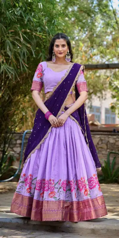 Light Purple Cotton Embroidery Lehenga Choli | Lehenga, Bollywood Lehenga, Creative Lehenga, Designer Lehenga, Embroidered Lehenga, Party Wear Lehenga