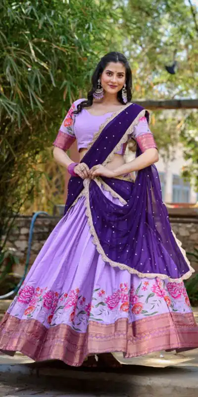 Light Purple Cotton Embroidery Lehenga Choli | Lehenga, Bollywood Lehenga, Creative Lehenga, Designer Lehenga, Embroidered Lehenga, Party Wear Lehenga