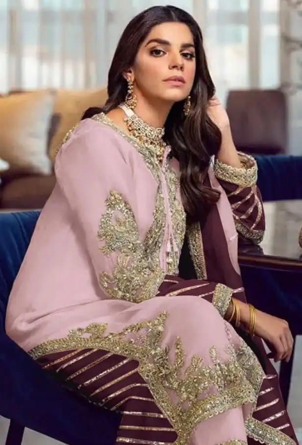Light Purple Georgette Embroidery Sequence Salwar Suit | Salwar suit, Casual Suits, Creative suits, Designer Suits, Palazzo Suits, Party Wear Suits, Patiala Suits, Straight Suits