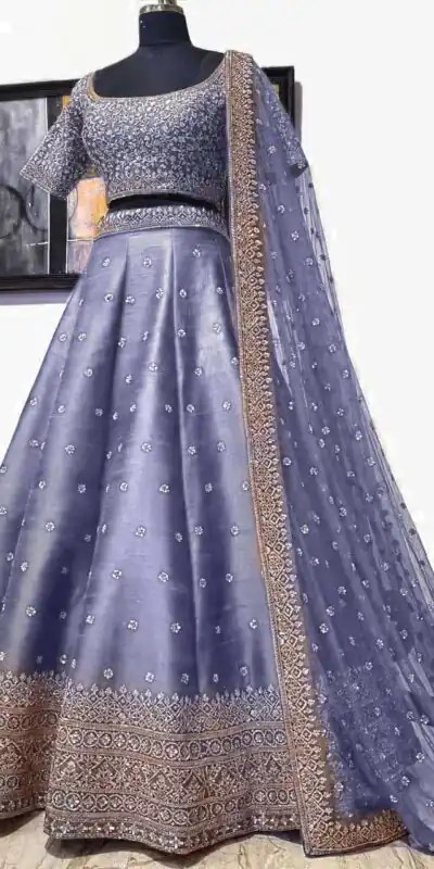 Light Purple Lehenga Choli with Embroidery | Lehenga, Bollywood Lehenga, Creative Lehenga, Designer Lehenga, Embroidered Lehenga, Party Wear Lehenga