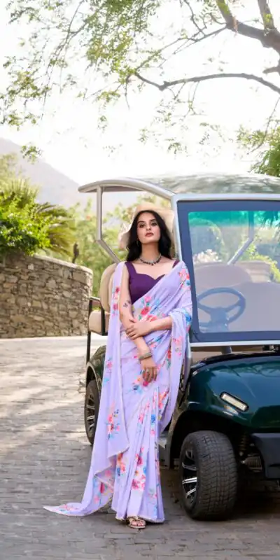 Light Purple Weightless Marble Floral Printed Saree | Sarees, Bollywood Sarees, Creative Sarees, Designer Sarees, Embroidered Sarees, Ethnic Saree, Modern Digital sarees, Party Wear Sarees
