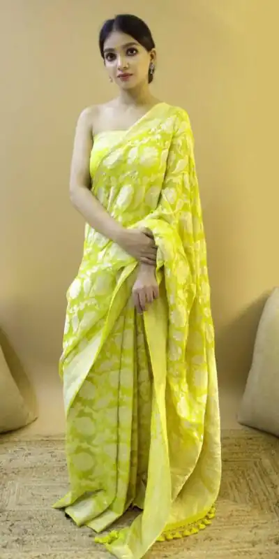 Light Yellow Soft Lichi Silk Zahlar Saree | Sarees, Bollywood Sarees, Creative Sarees, Designer Sarees, Embroidered Sarees, Ethnic Saree, Modern Digital sarees, Party Wear Sarees