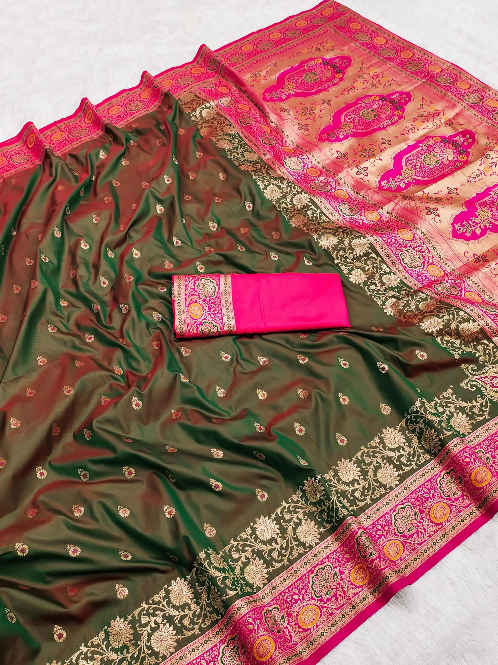 Mahendi Banarasi Silk Gold Zari Border Saree | Sarees, Bollywood Sarees, Creative Sarees, Designer Sarees, Embroidered Sarees, Ethnic Saree, Modern Digital sarees, Party Wear Sarees