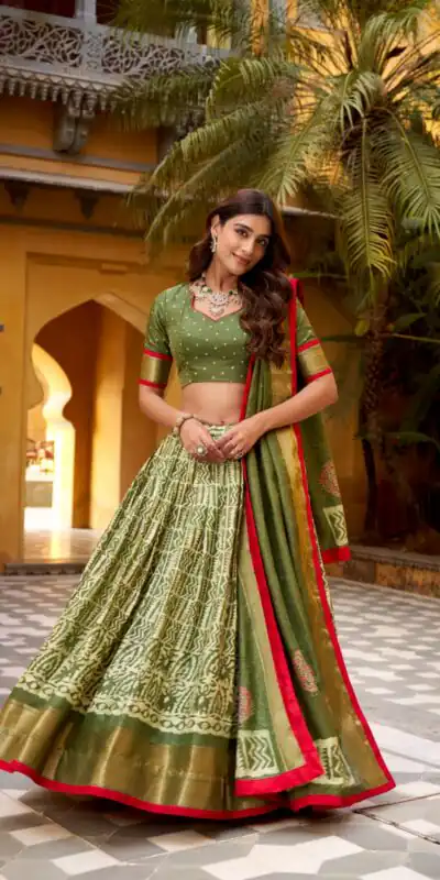 Mahendi Dola Silk Zari Weaving Work Lehenga Choli | Lehenga, Bollywood Lehenga, Creative Lehenga, Designer Lehenga, Embroidered Lehenga, Party Wear Lehenga