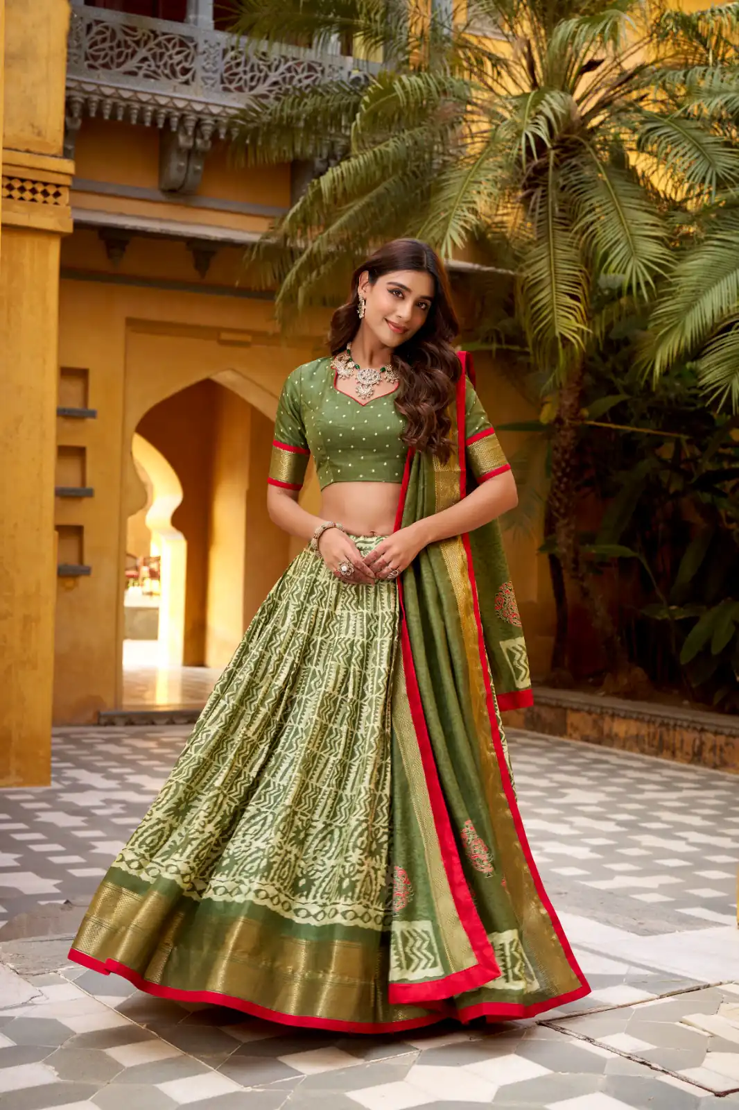 Mahendi Dola Silk Zari Weaving Work Lehenga Choli | Lehenga, Bollywood Lehenga, Creative Lehenga, Designer Lehenga, Embroidered Lehenga, Party Wear Lehenga