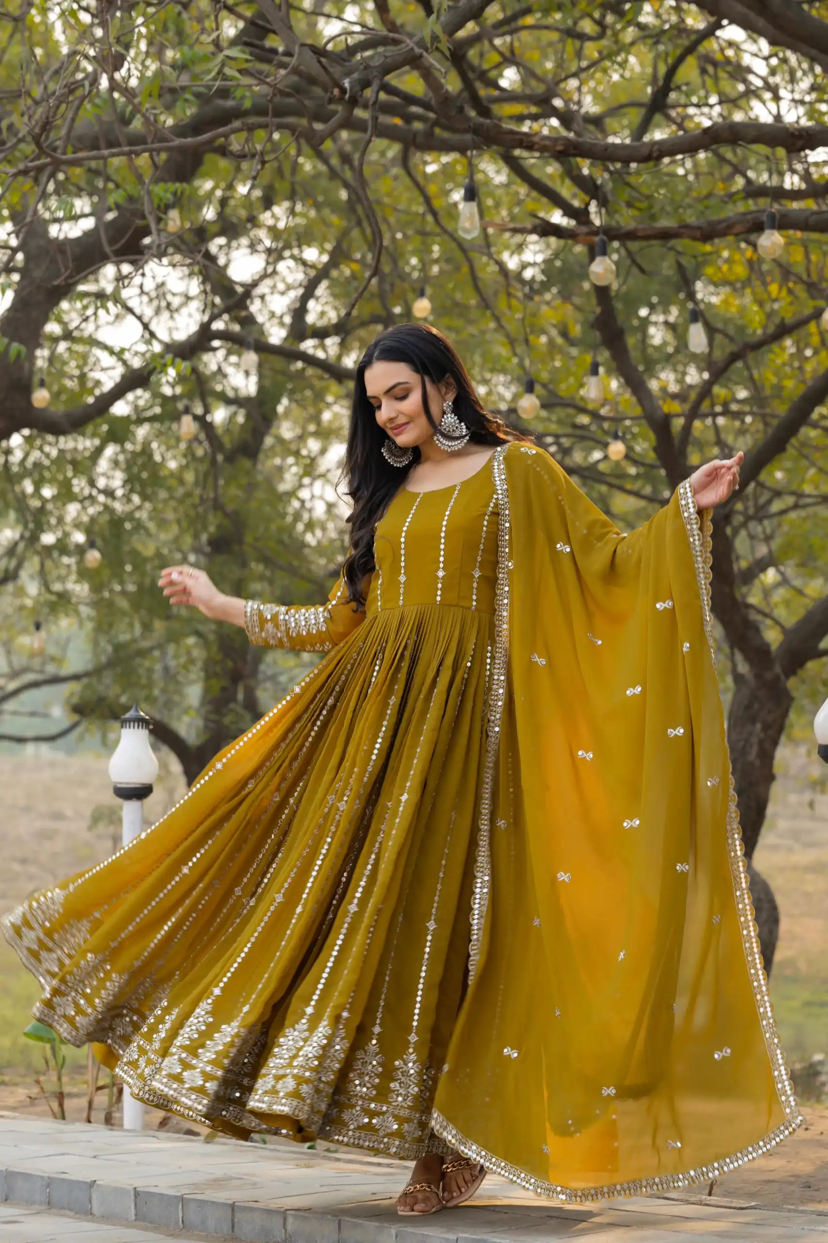 Mahendi Fox Georgette Embroidery Work Gown | Jump Suits, Salwar suit, Casual Suits, Creative suits, Designer Suits, Palazzo Suits, Party Wear Suits, Patiala Suits, Straight Suits