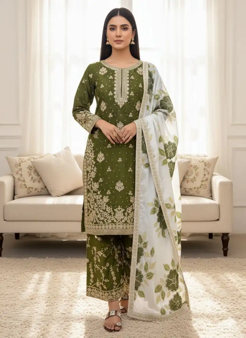 Mahendi Organza Silk Lace Embroidery Work Salwar Suit | Jump Suits, Salwar suit, Casual Suits, Creative suits, Designer Suits, Palazzo Suits, Party Wear Suits, Patiala Suits, Straight Suits