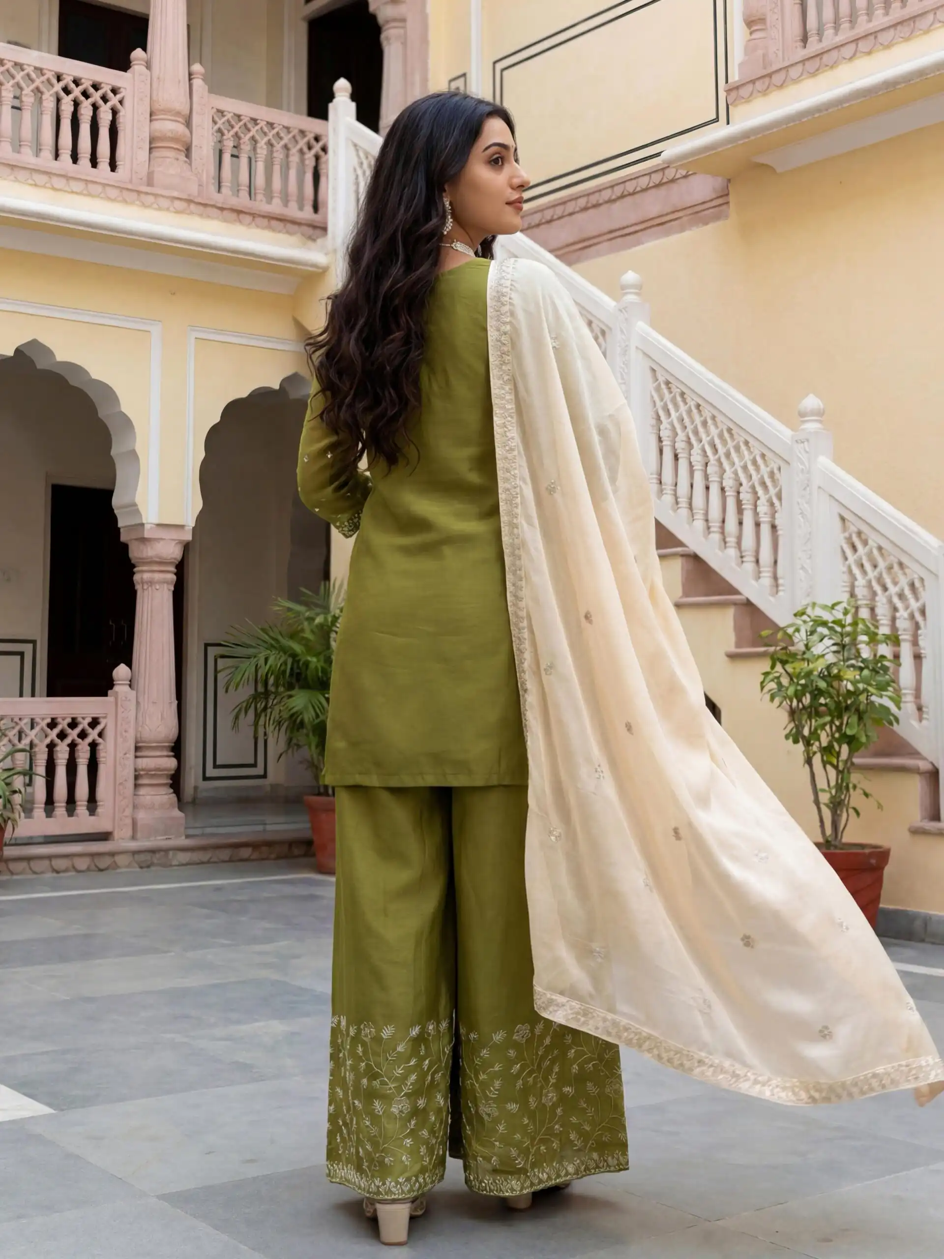 Mahendi Organza Silk Thread Work Salwar Suit | Jump Suits, Salwar suit, Casual Suits, Creative suits, Designer Suits, Palazzo Suits, Party Wear Suits, Patiala Suits, Straight Suits