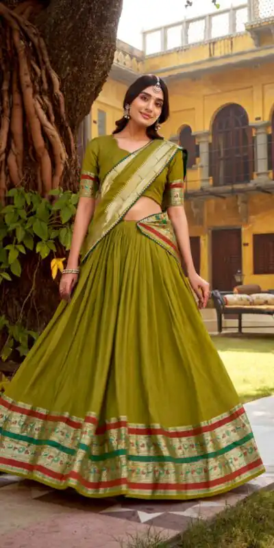 Mahendi Pure Chanderi Zari Weaving Work Lehenga Choli | Lehenga, Bollywood Lehenga, Creative Lehenga, Designer Lehenga, Embroidered Lehenga, Party Wear Lehenga