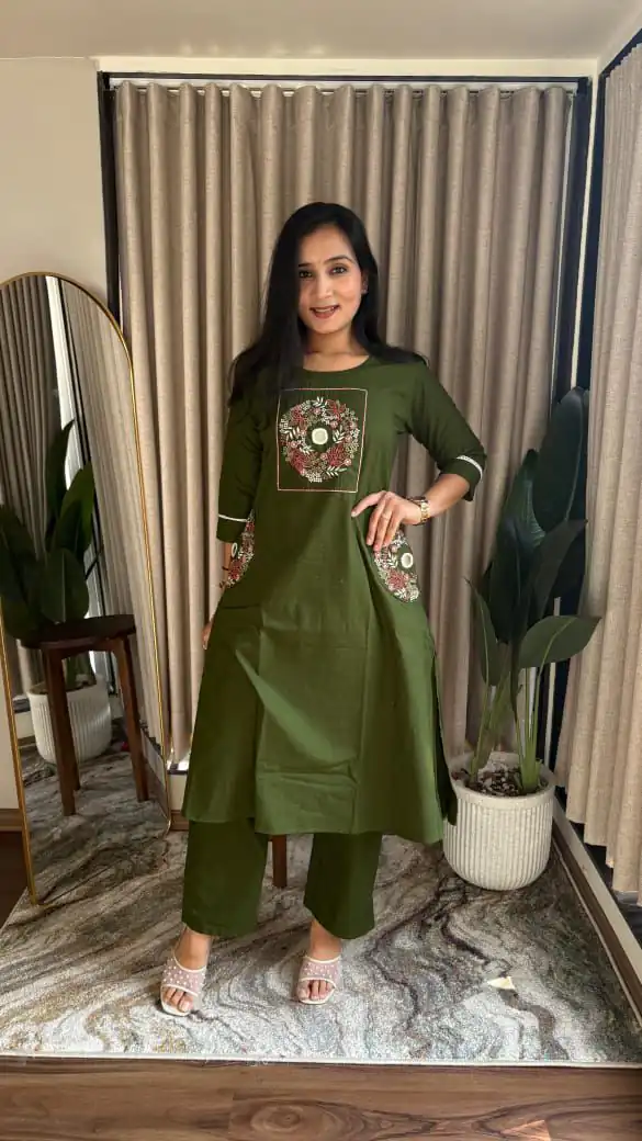 Mahendi Soft Cotton Slub Embroidery Work Kurti | Kurti, Bollywood Kurti, Creative Kurtis, Designer Kurti, Party Wear Kurti, Selfie Kurti