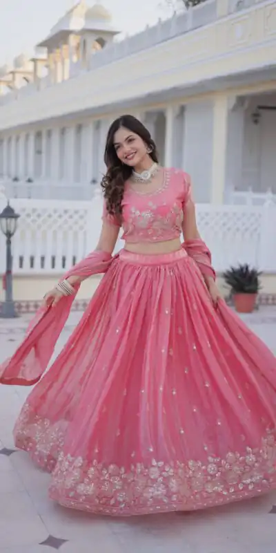 Majestic Gajri Fendi Silk Embroider Work Lehenga Choli | Lehenga, Bollywood Lehenga, Creative Lehenga, Designer Lehenga, Embroidered Lehenga, Party Wear Lehenga