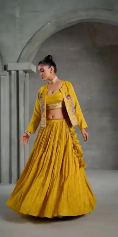 Majestic Yellow Chinon Thread Work Lehenga Choli | Lehenga, Bollywood Lehenga, Creative Lehenga, Designer Lehenga, Embroidered Lehenga, Party Wear Lehenga