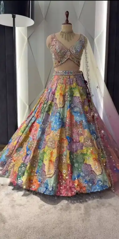 Malty Satin Silk Embroidered Lehenga Choli | Lehenga, Bollywood Lehenga, Creative Lehenga, Designer Lehenga, Embroidered Lehenga, Party Wear Lehenga