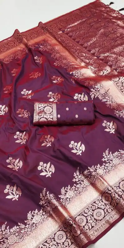 Maroon Banarasi Silk Zari Lace Work Saree | Sarees, Bollywood Sarees, Creative Sarees, Designer Sarees, Embroidered Sarees, Ethnic Saree, Modern Digital sarees, Party Wear Sarees