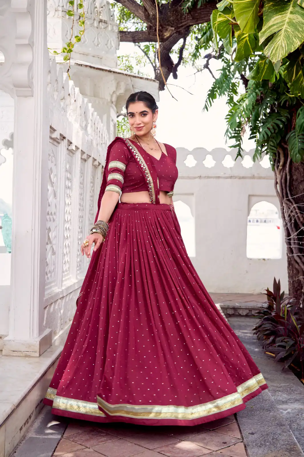 Maroon Chanderi Lace Zari Work Lehenga Choli | Lehenga, Bollywood Lehenga, Creative Lehenga, Designer Lehenga, Embroidered Lehenga, Party Wear Lehenga