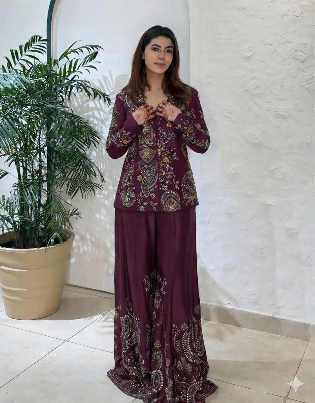 Maroon Chinon Sequence Work Salwar Suit | Jump Suits, Salwar suit, Casual Suits, Creative suits, Designer Suits, Palazzo Suits, Party Wear Suits, Patiala Suits, Straight Suits
