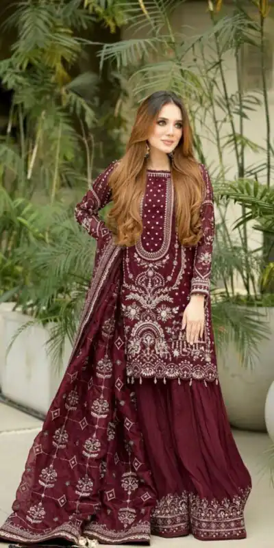 Maroon Crush Georgette Sequence Work Salwar Suit | Jump Suits, Salwar suit, Casual Suits, Creative suits, Designer Suits, Palazzo Suits, Party Wear Suits, Patiala Suits, Straight Suits