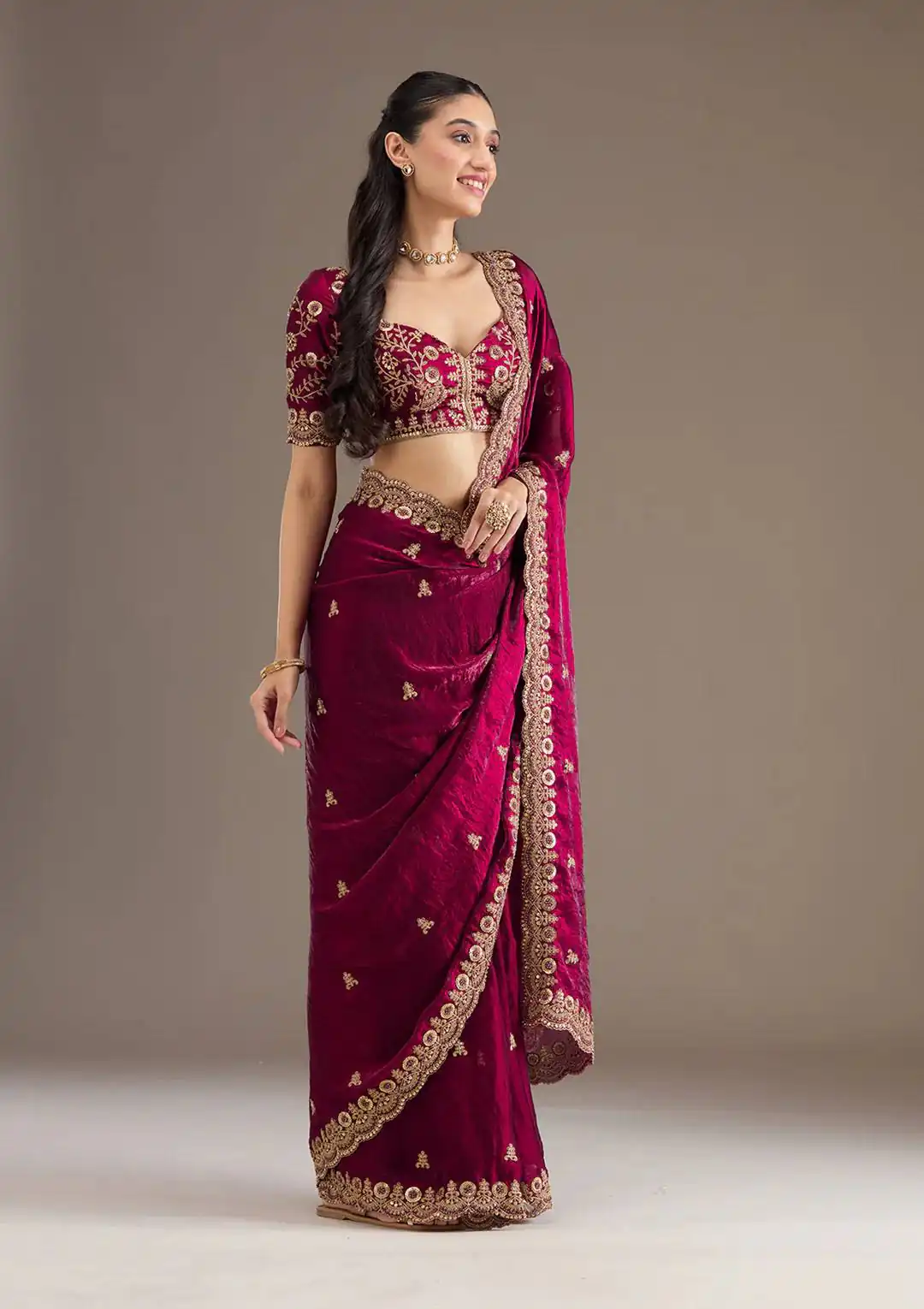 Maroon Fandy Satin Silk Zari Work Saree | Sarees, Bollywood Sarees, Creative Sarees, Designer Sarees, Embroidered Sarees, Ethnic Saree, Modern Digital sarees, Party Wear Sarees