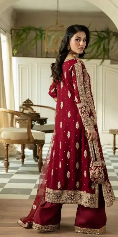 Maroon Faux Sequence Pearl Work Georgette Salwar Suit | Jump Suits, Salwar suit, Casual Suits, Creative suits, Designer Suits, Palazzo Suits, Party Wear Suits, Patiala Suits, Straight Suits