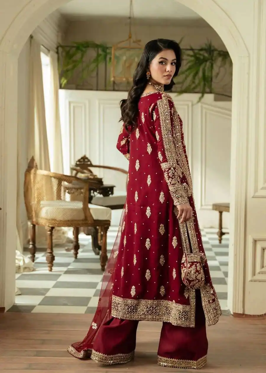 Maroon Faux Sequence Pearl Work Georgette Salwar Suit | Jump Suits, Salwar suit, Casual Suits, Creative suits, Designer Suits, Palazzo Suits, Party Wear Suits, Patiala Suits, Straight Suits