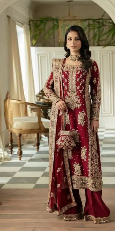 Maroon Faux Sequence Pearl Work Georgette Salwar Suit | Jump Suits, Salwar suit, Casual Suits, Creative suits, Designer Suits, Palazzo Suits, Party Wear Suits, Patiala Suits, Straight Suits