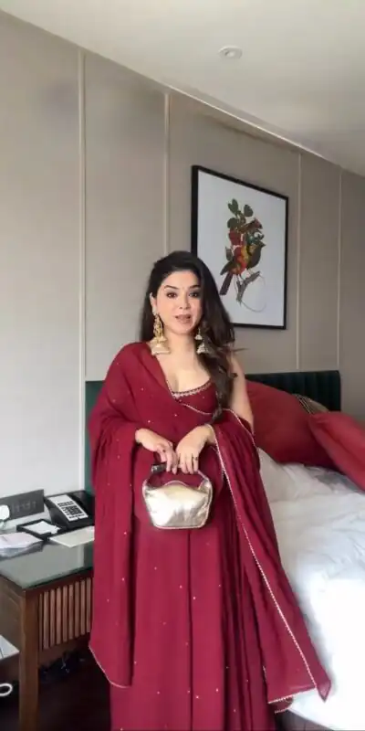 Maroon Foix Georgette Thread Real Mirror Diamond Salwar Suit | Jump Suits, Salwar suit, Casual Suits, Creative suits, Designer Suits, Palazzo Suits, Party Wear Suits, Patiala Suits, Straight Suits