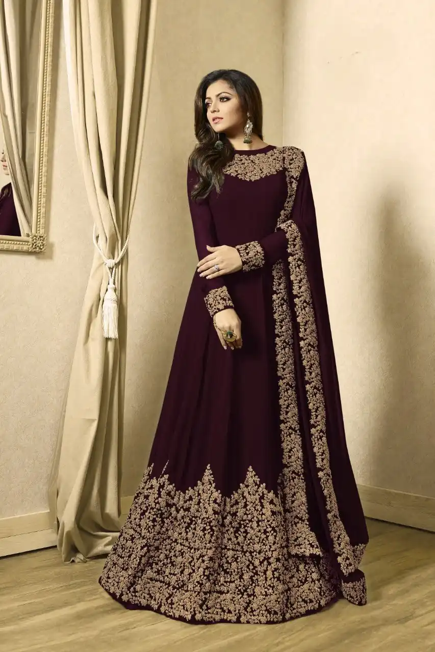 Maroon Georgette Cording Sharara Suit | Jump Suits, Salwar suit, Casual Suits, Creative suits, Designer Suits, Palazzo Suits, Party Wear Suits, Patiala Suits, Straight Suits