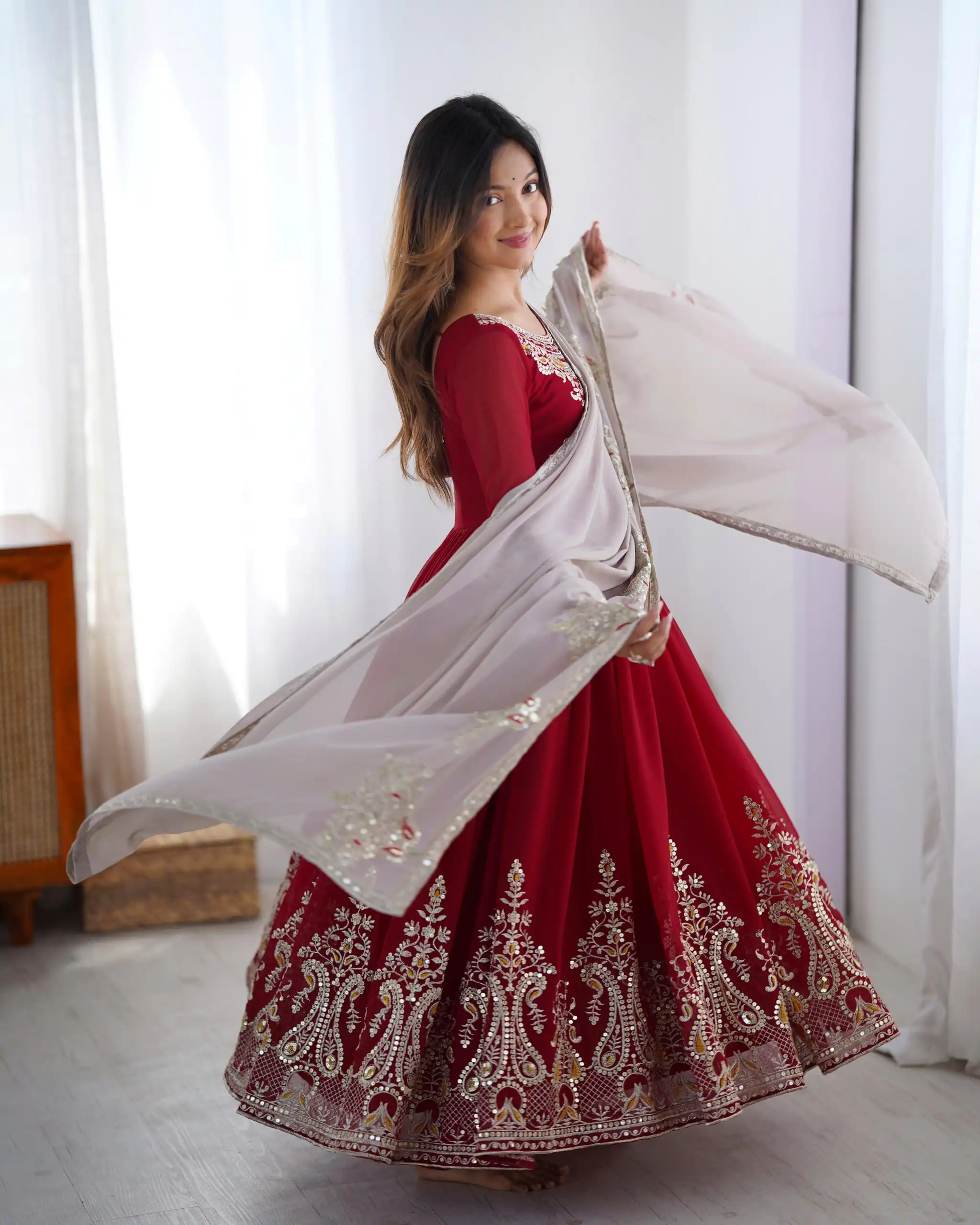 Maroon Georgette With Embroidery Work Gown | Jump Suits, Salwar suit, Casual Suits, Creative suits, Designer Suits, Palazzo Suits, Party Wear Suits, Patiala Suits, Straight Suits