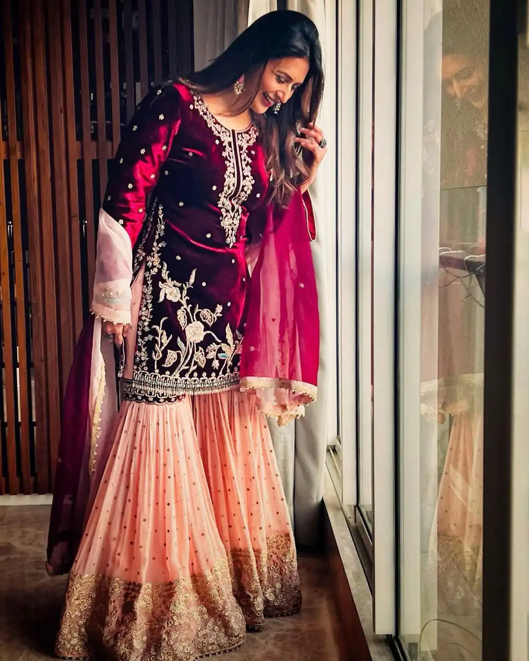 Maroon Heavy Velvet Sharara Suit | Salwar suit, Casual Suits, Creative suits, Designer Suits, Palazzo Suits, Party Wear Suits, Straight Suits