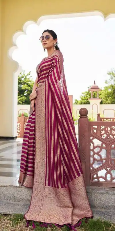 Maroon Lichi Silk Lace Border Work Saree | Sarees, Bollywood Sarees, Creative Sarees, Designer Sarees, Embroidered Sarees, Ethnic Saree, Modern Digital sarees, Party Wear Sarees