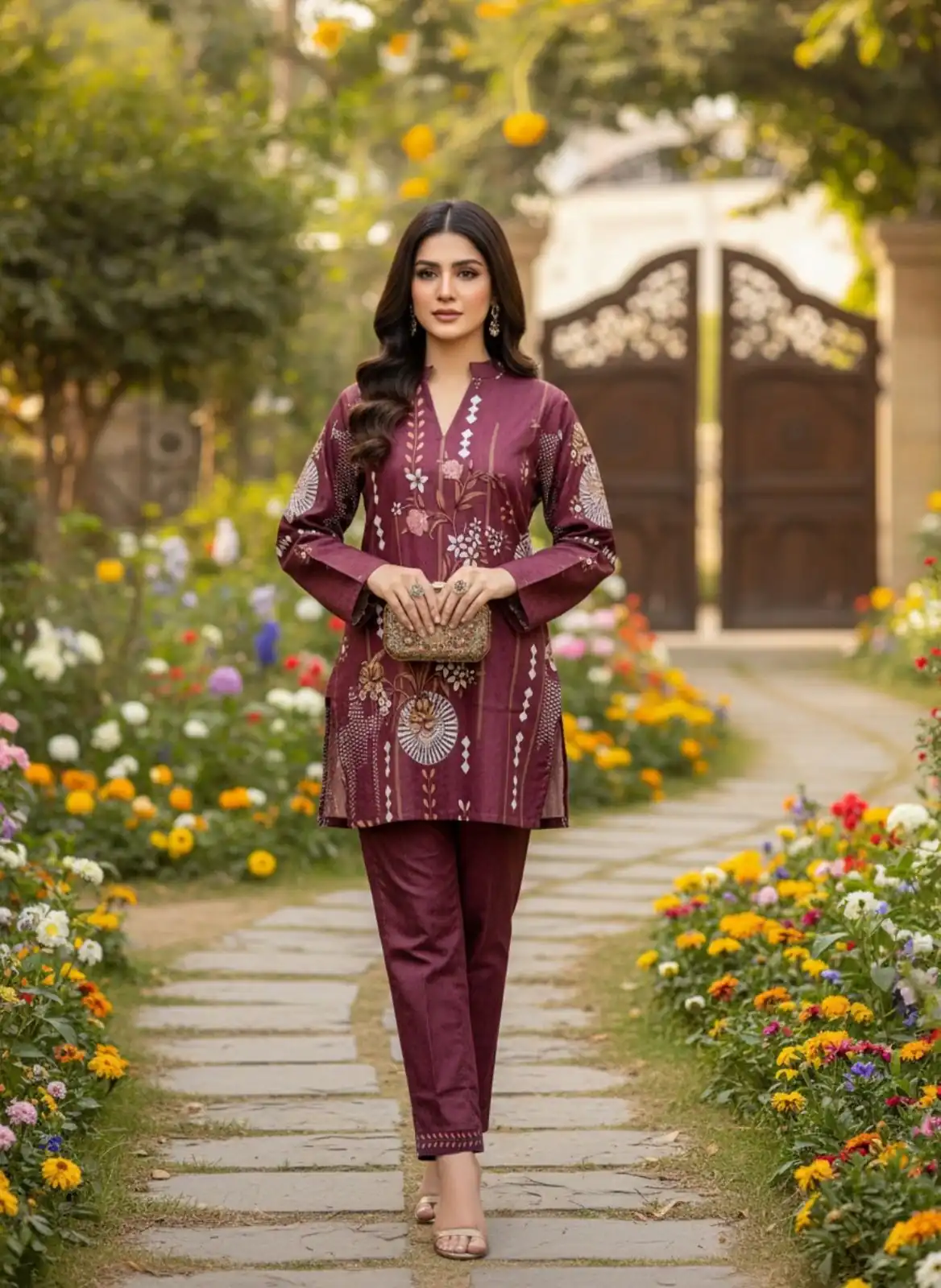 Maroon Linen Cotton Turkish Style Kurti | Kurti, Bollywood Kurti, Creative Kurtis, Designer Kurti, Party Wear Kurti, Selfie Kurti