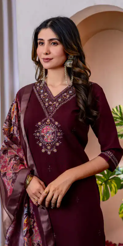 Maroon Marina Silk Embroider Work Salwar Suit | Jump Suits, Salwar suit, Casual Suits, Creative suits, Designer Suits, Palazzo Suits, Party Wear Suits, Patiala Suits, Straight Suits