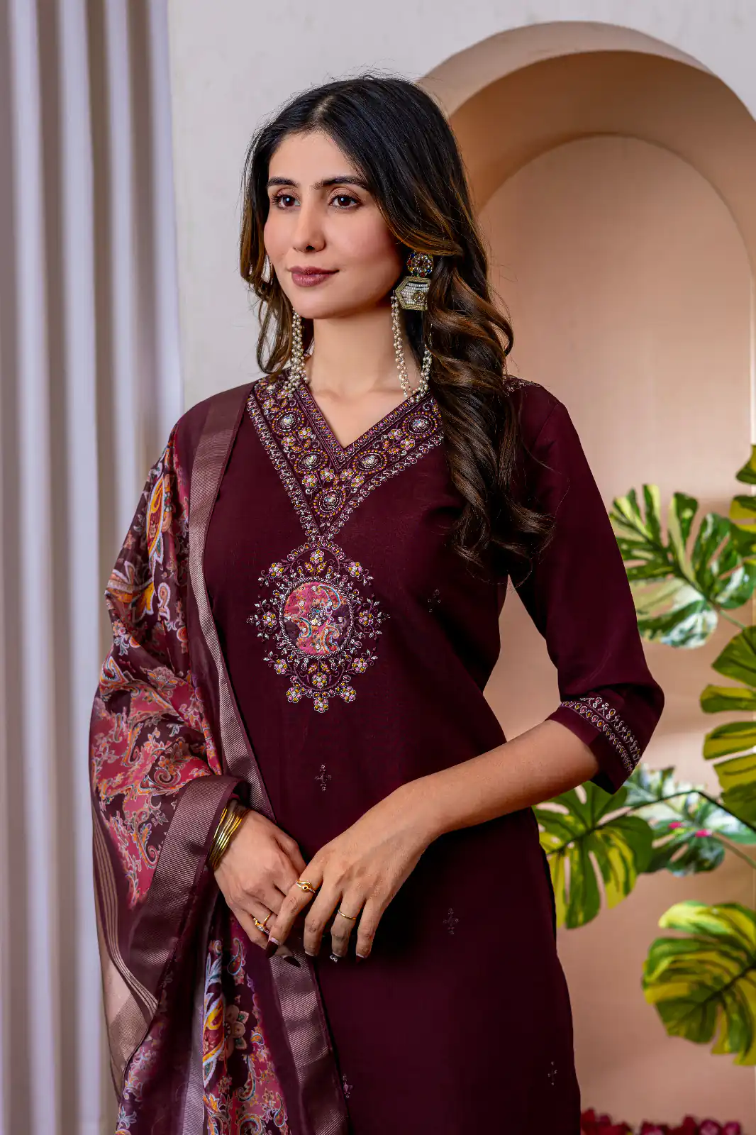 Maroon Marina Silk Embroider Work Salwar Suit | Jump Suits, Salwar suit, Casual Suits, Creative suits, Designer Suits, Palazzo Suits, Party Wear Suits, Patiala Suits, Straight Suits