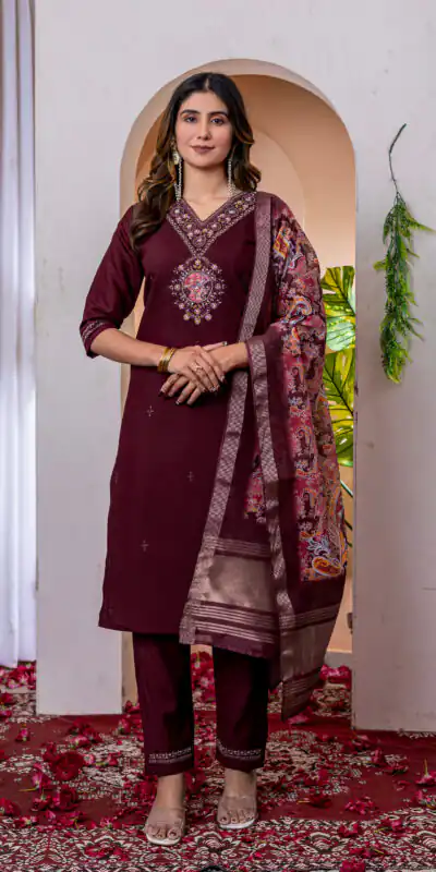 Maroon Marina Silk Embroider Work Salwar Suit | Jump Suits, Salwar suit, Casual Suits, Creative suits, Designer Suits, Palazzo Suits, Party Wear Suits, Patiala Suits, Straight Suits