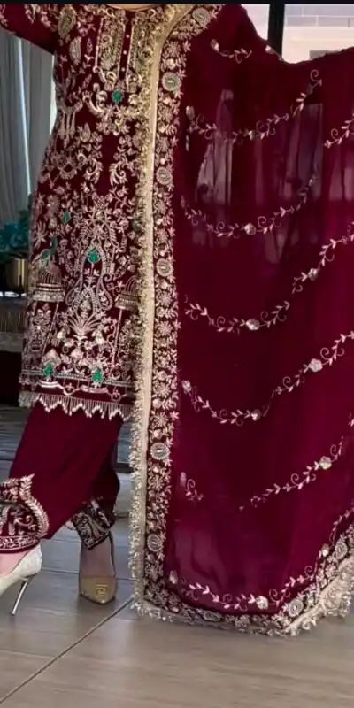 Maroon Natural Crep Embroidery Work Salwar Suit | Jump Suits, Salwar suit, Casual Suits, Creative suits, Designer Suits, Palazzo Suits, Party Wear Suits, Patiala Suits, Straight Suits