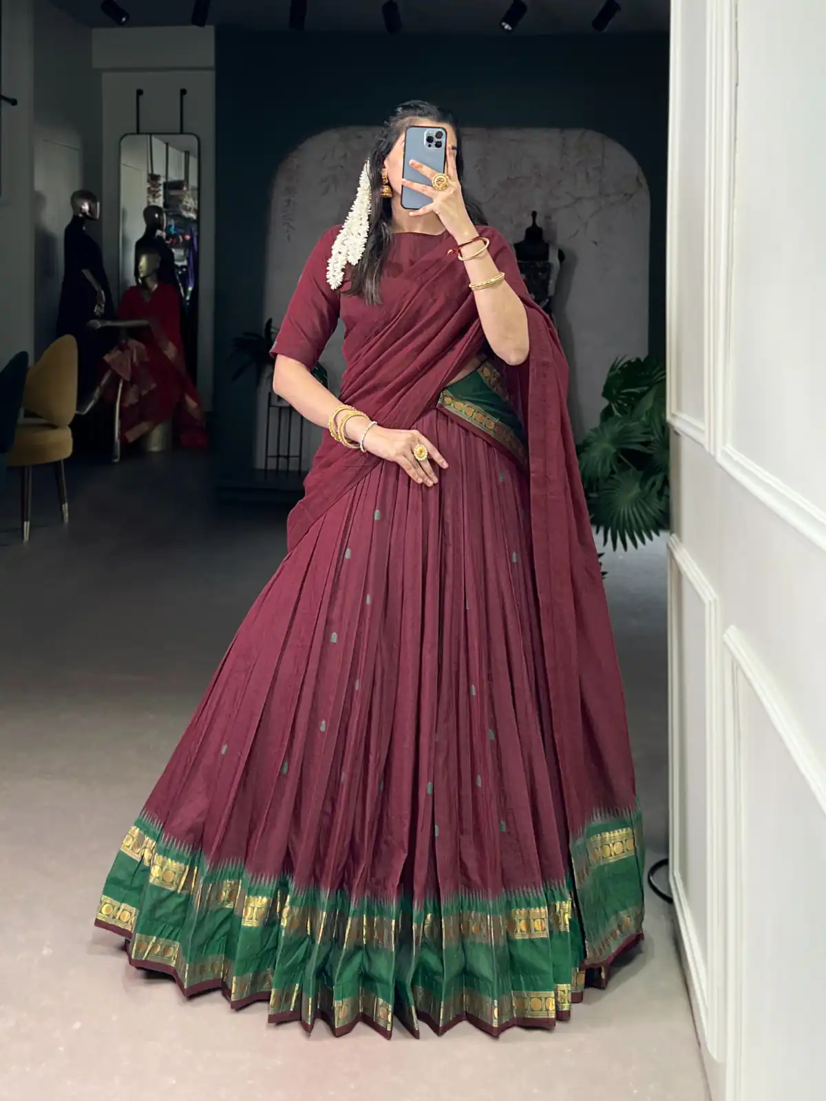 Maroon Pure Chanderi Zari Work Lehenga Choli | Lehenga, Bollywood Lehenga, Creative Lehenga, Designer Lehenga, Embroidered Lehenga, Party Wear Lehenga