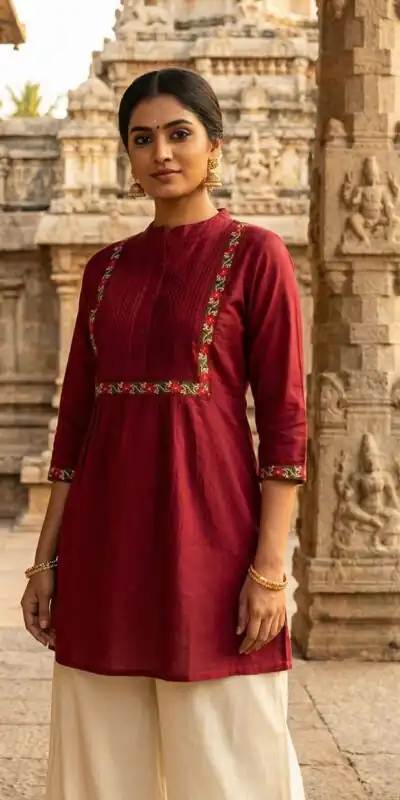 Maroon Rayon Multi Embroidery Work Kurti | Kurti, Bollywood Kurti, Creative Kurtis, Designer Kurti, Party Wear Kurti, Selfie Kurti