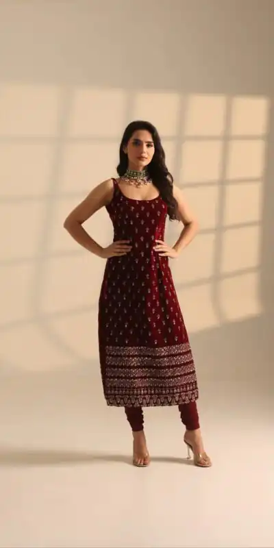 Maroon Roman Glass Embroidery Work Salwar Suit | Jump Suits, Salwar suit, Casual Suits, Creative suits, Designer Suits, Palazzo Suits, Party Wear Suits, Patiala Suits, Straight Suits