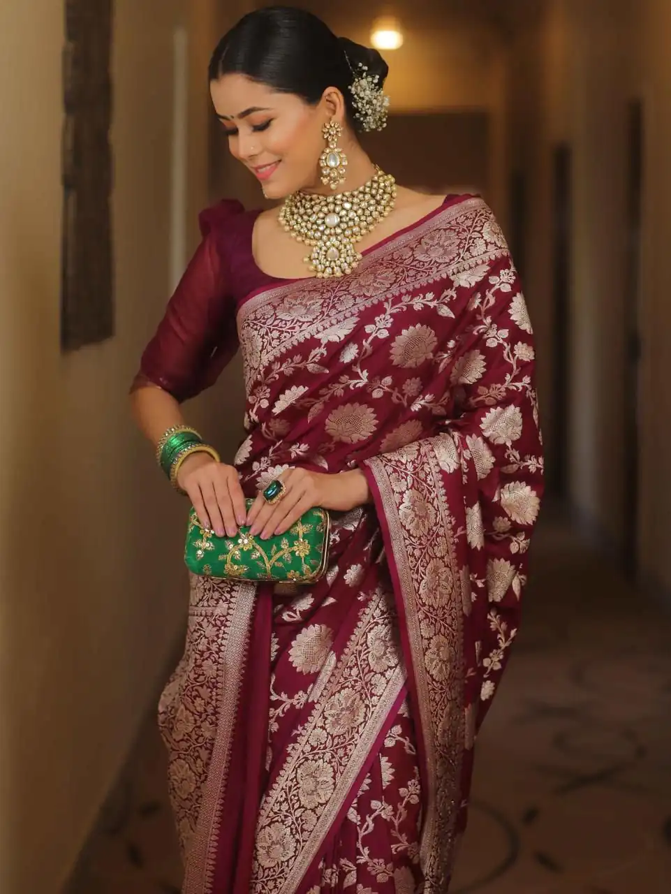 Maroon Soft Lichi Silk All Over Work Saree | Sarees, Bollywood Sarees, Creative Sarees, Designer Sarees, Embroidered Sarees, Ethnic Saree, Modern Digital sarees, Party Wear Sarees