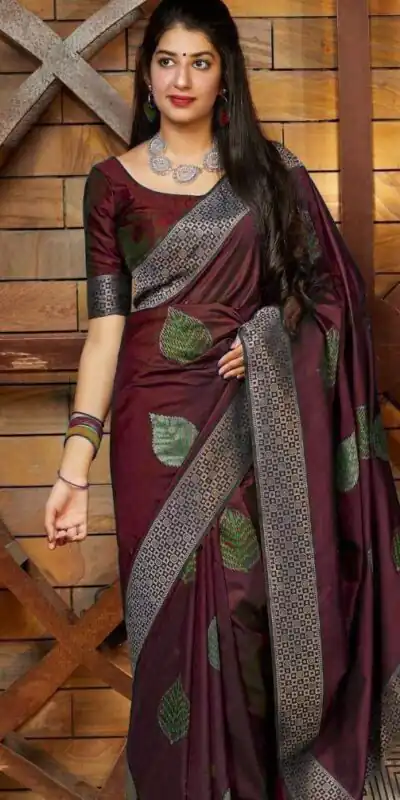 Maroon Soft Lichi Silk Saree | Sarees, Bollywood Sarees, Creative Sarees, Designer Sarees, Embroidered Sarees, Ethnic Saree, Modern Digital sarees, Party Wear Sarees